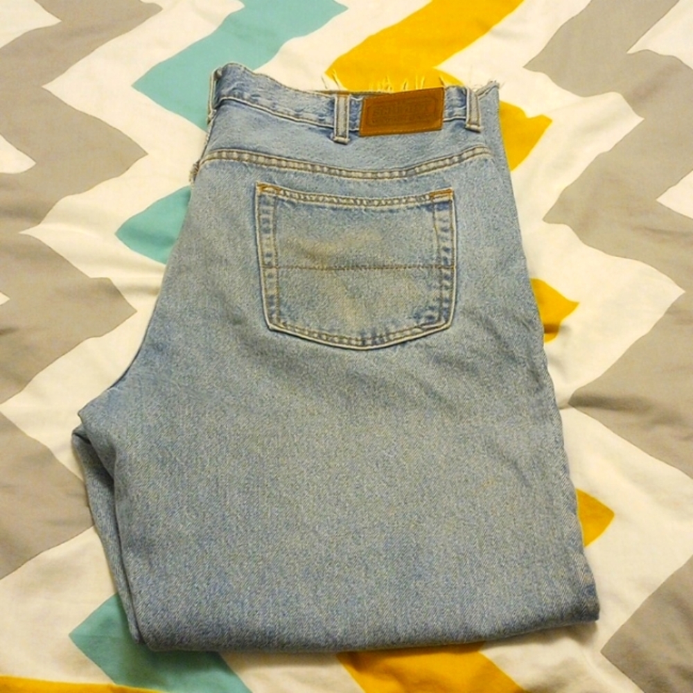 Baggy blue jeans